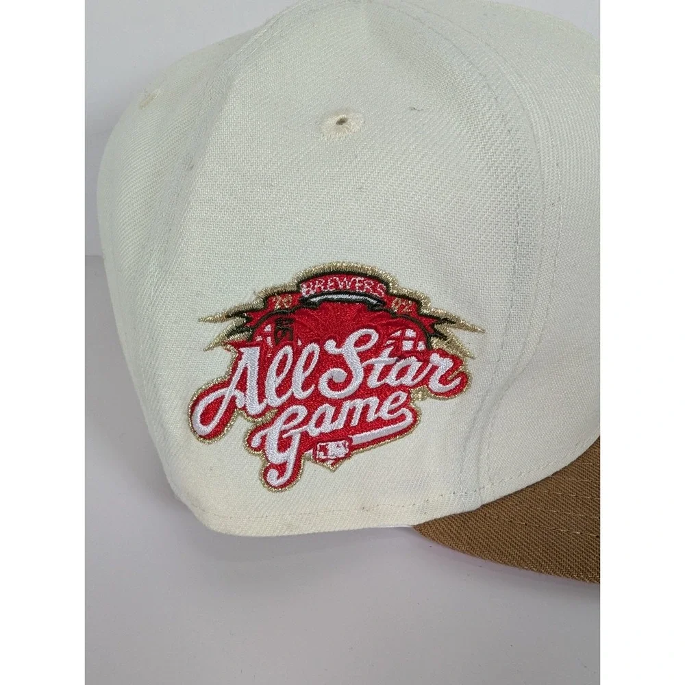 Milwaukee Brewers 2002 ASG Cream Two Tone Tan Red Topperz Hat Club Beer‎ 7 1/8